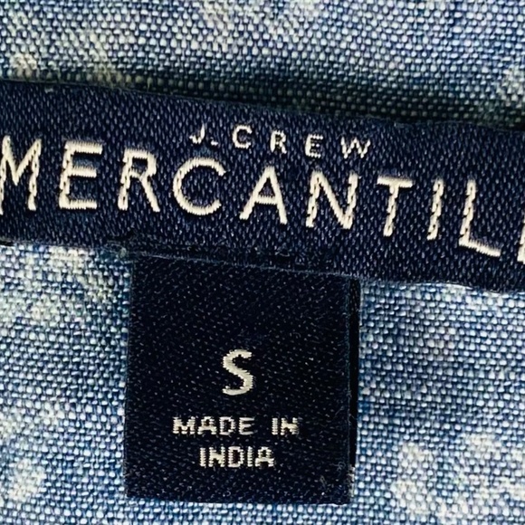 J Crew Sz Small 4 6 Dress Shirtdress Chambray Floral Ruffle Blue Faux Wrap - Picture 4 of 5